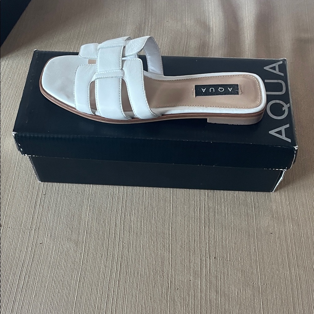 Aqua Women's Elegant White Slide Sandals